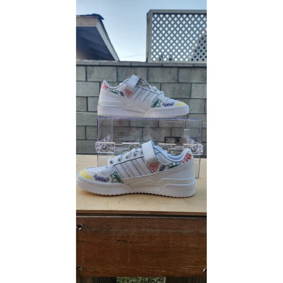 Adidas Forum Allover Print Low Mens Leather Shoes White GW4922 NEW Size 6.5 - Picture 6 of 7